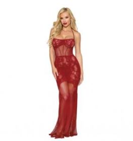 BODYSTOCKING GOWN OXBLOOD O/S