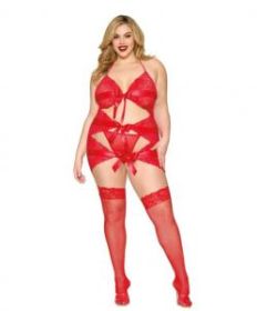 GARTER SLIP & GSTRING POINSETTIA O/S