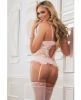 3PC LACE UP GARTER CORSET W/ THONG PINK CHAMPAGNE O/S