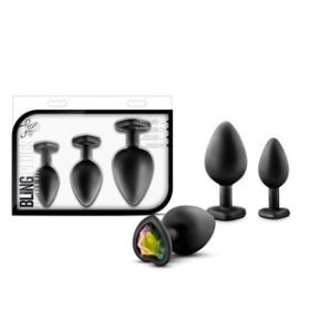 LUXE BLING PLUGS TRAINING KIT BLACK W/ RAINBOW GEMS