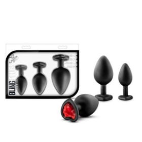 LUXE BLING PLUGS TRAINING KIT BLACK W/RED GEMS