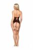 STRETCH VELVET GARTER SLIP & G STRING SET ESPRESSO O/S